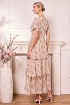 Ditsy Floral Cream Tiered Maxi Dress by Angeleye - Z042598