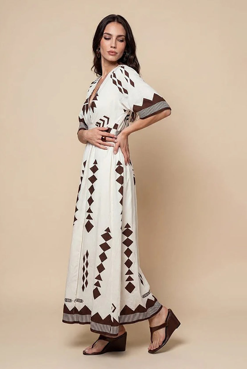 Pattern Angel Sleeve Maxi Dress by Urban Bliss - 40DRS38710