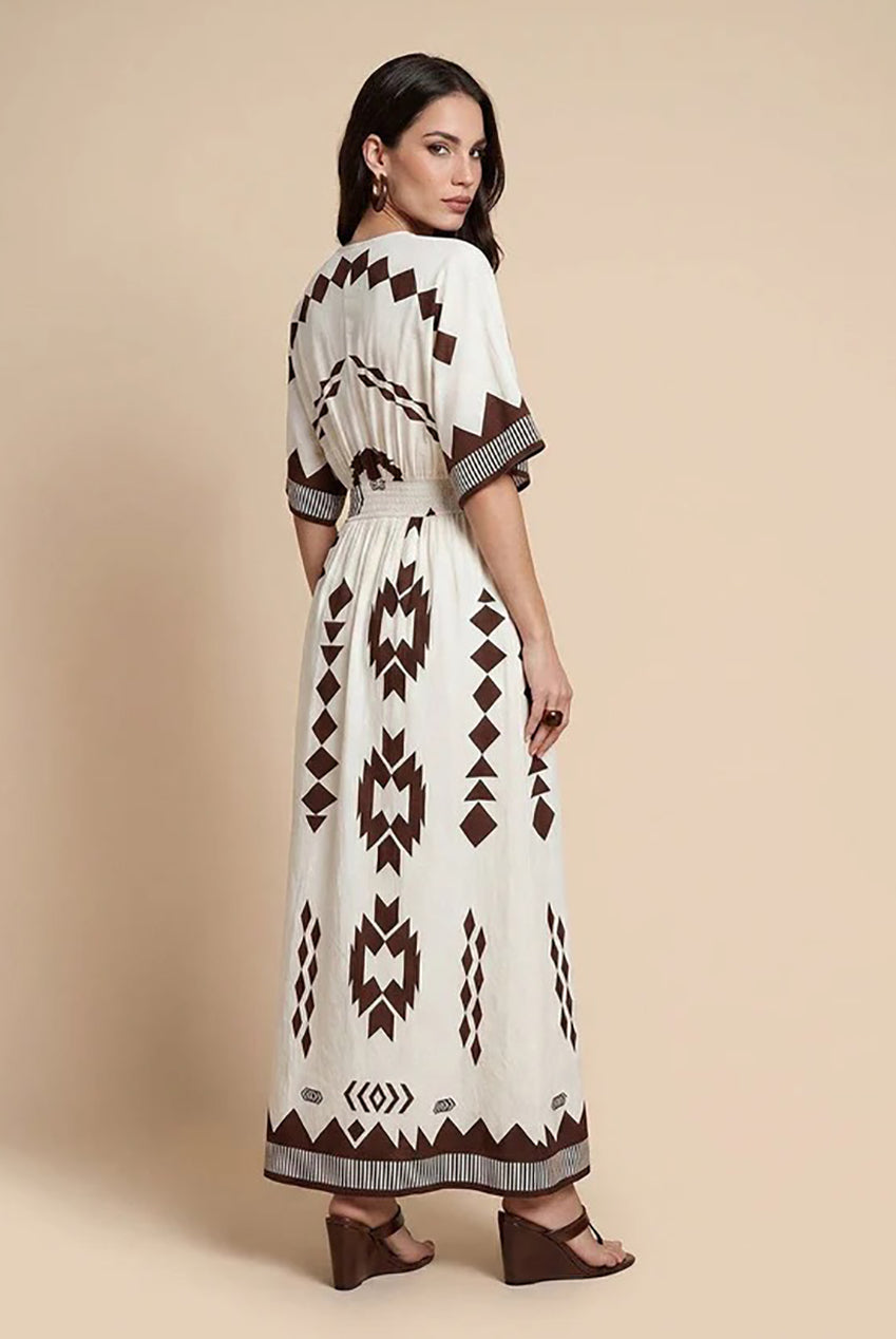 Pattern Angel Sleeve Maxi Dress by Urban Bliss - 40DRS38710