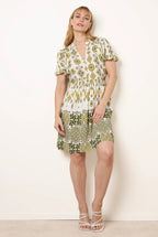 Abstract Print Button Front Mini Dress by Blue Vanilla - BV269836023