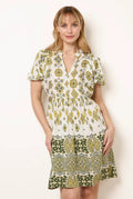 Abstract Print Button Front Mini Dress by Blue Vanilla - BV269836023