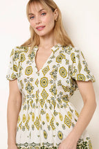Abstract Print Button Front Mini Dress by Blue Vanilla - BV269836023