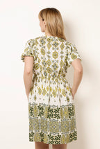 Abstract Print Button Front Mini Dress by Blue Vanilla - BV269836023