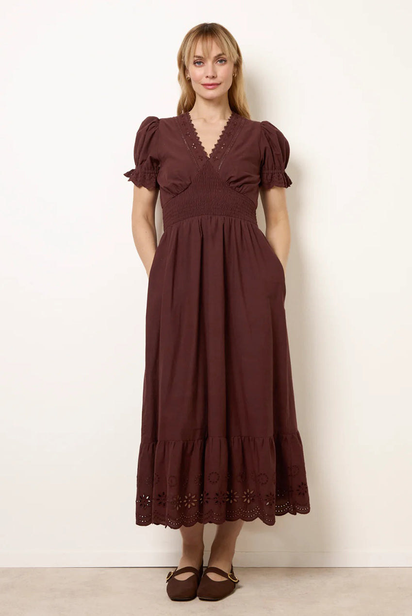 Embroidery Detail V-Neck Maxi Dress by Blue Vanilla - BV269874030