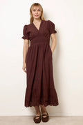 Embroidery Detail V-Neck Maxi Dress by Blue Vanilla - BV269874030