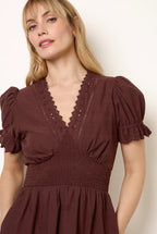 Embroidery Detail V-Neck Maxi Dress by Blue Vanilla - BV269874030