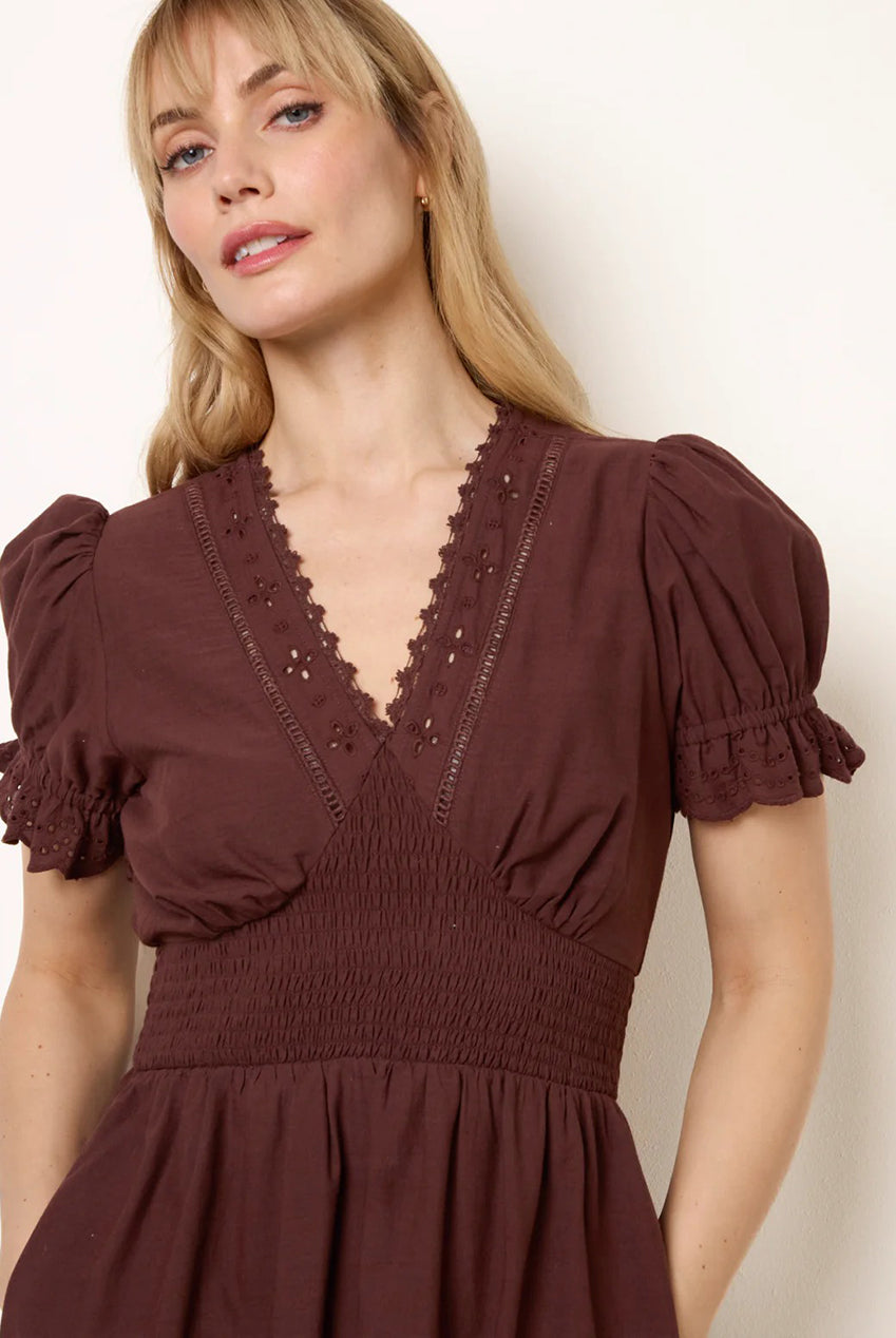 Embroidery Detail V-Neck Maxi Dress by Blue Vanilla - BV269874030