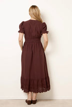 Embroidery Detail V-Neck Maxi Dress by Blue Vanilla - BV269874030