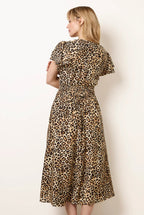 Animal Double Frill Shirred Waist Midi Dress by Blue Vanilla - BV269979025