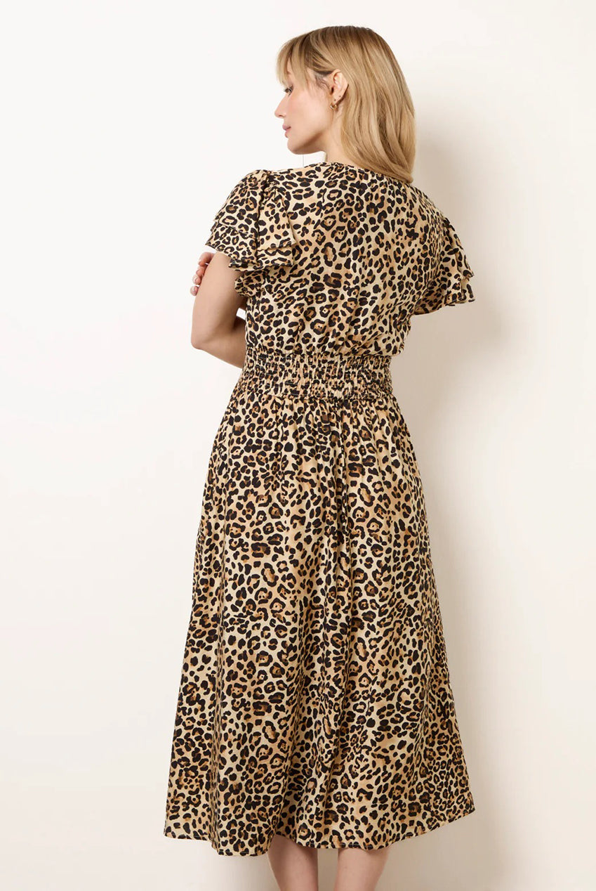 Animal Double Frill Shirred Waist Midi Dress by Blue Vanilla - BV269979025