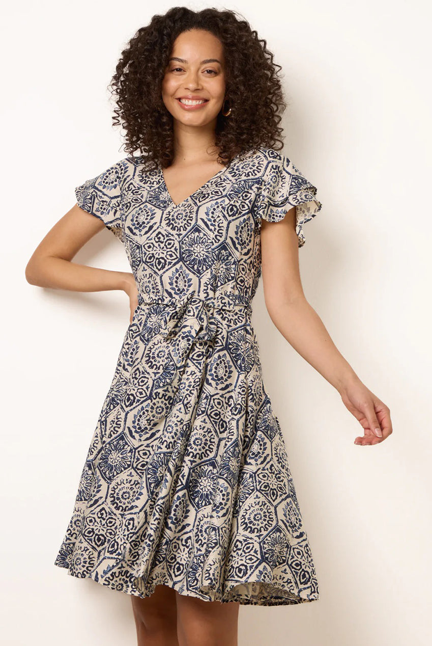 V Neck Godet Dress by Blue Vanilla - BV269988008