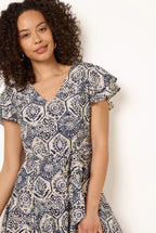 V Neck Godet Dress by Blue Vanilla - BV269988008