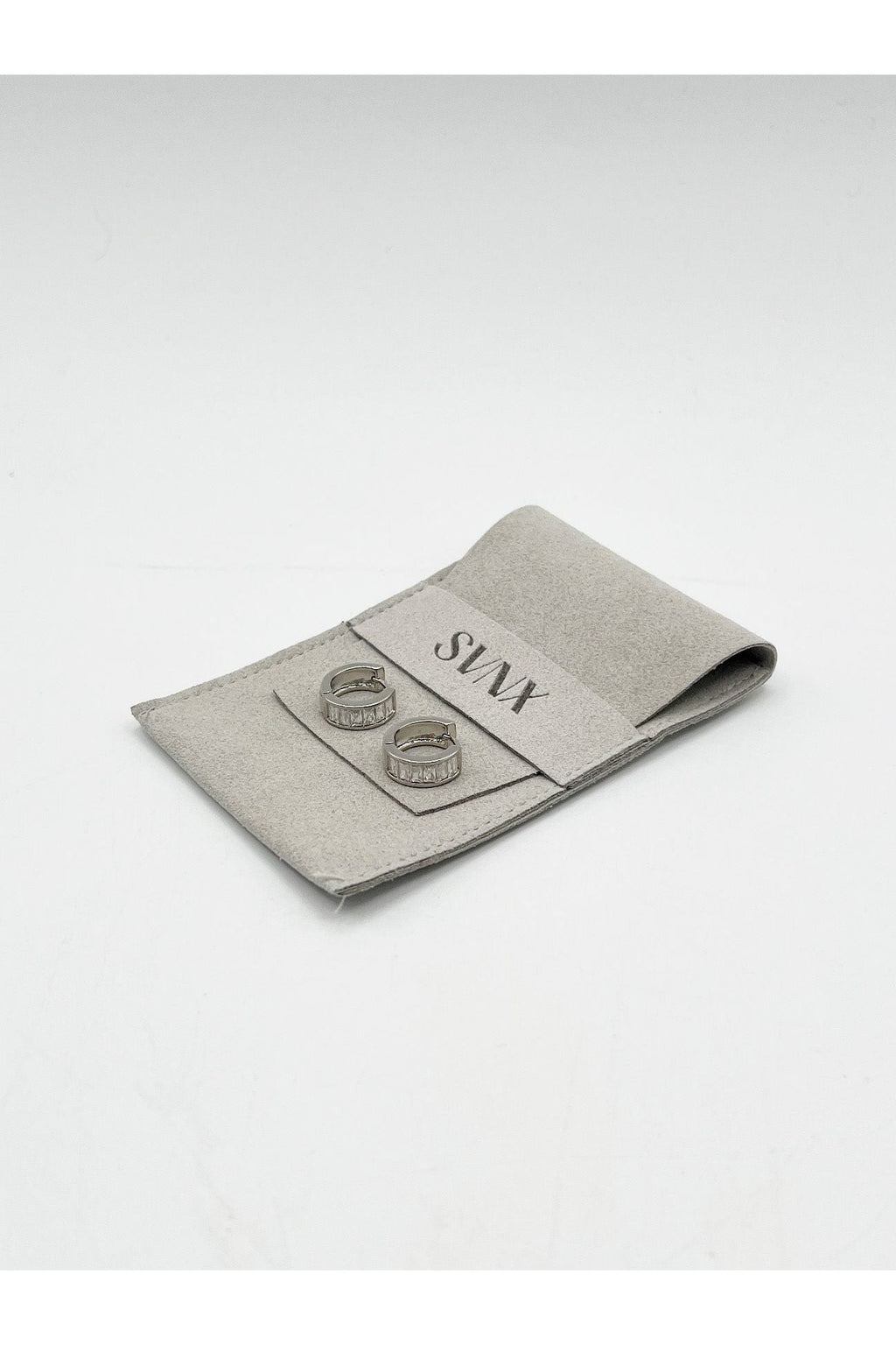Mini Huggie Hoop With Clear Stones - Silver by SVNX - JE317721