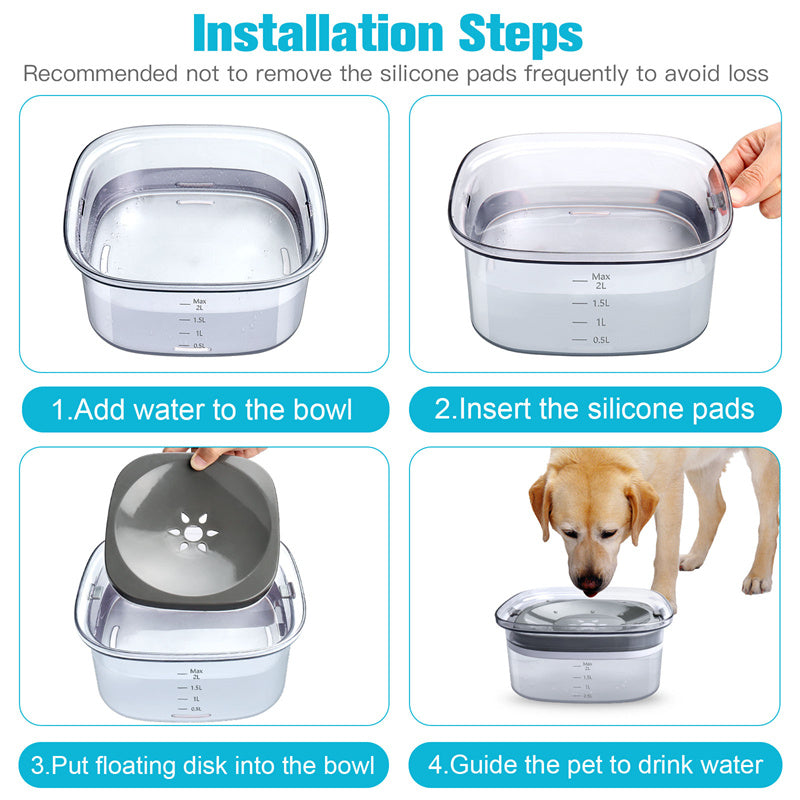 Large Capacity Spill Proof 70oz Dog Water Bowl