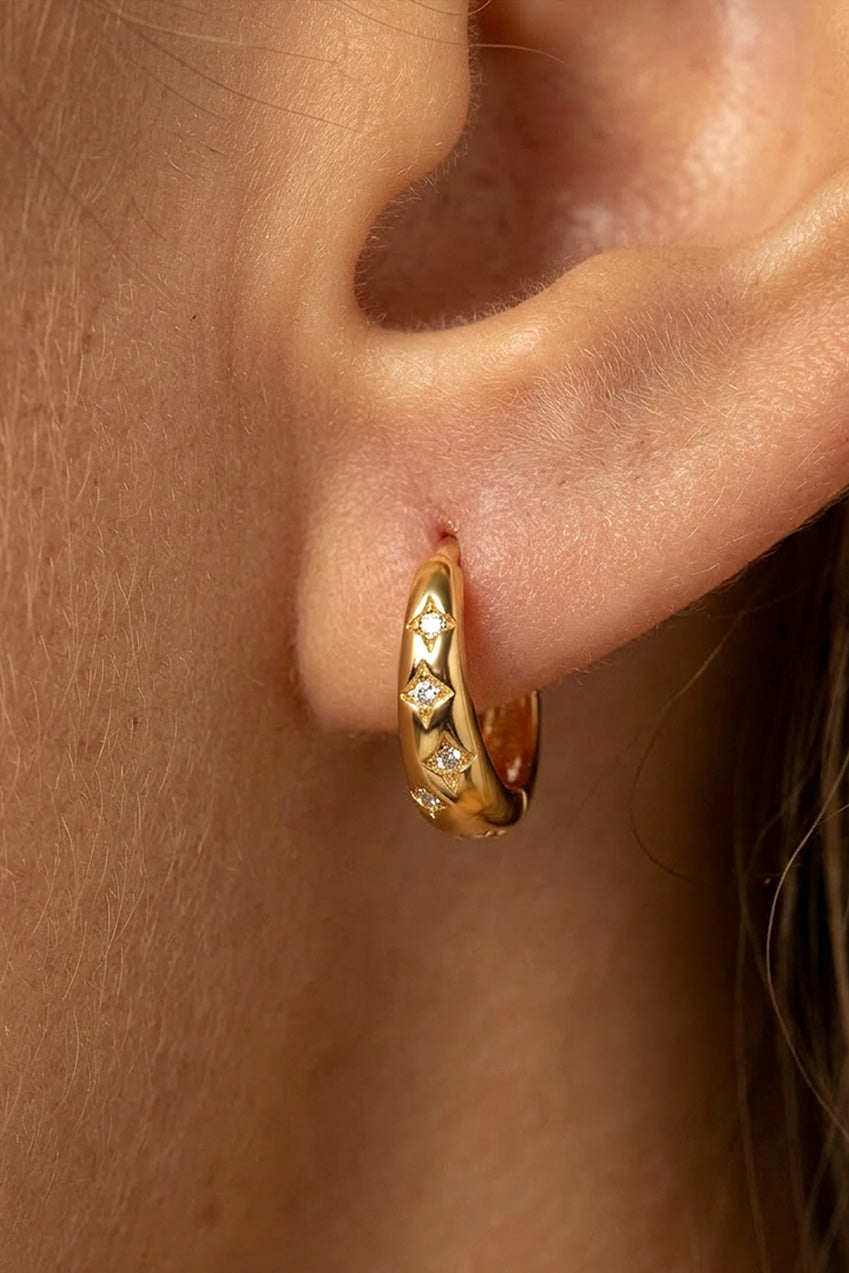 Starburst Huggie Hoop Earrings by MUCHV - 597