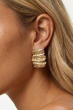 Rectangular Textured Stud Earrings by MUCHV - E31