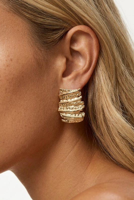 Rectangular Textured Stud Earrings by MUCHV - E31