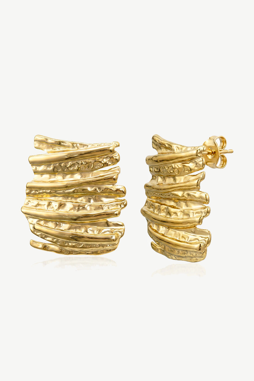 Rectangular Textured Stud Earrings by MUCHV - E31