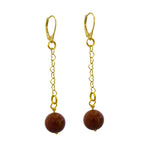 Brown Goldstone and Yellow Gold Vermeil Earrings, Heart Chain Earrings, Bloom Collection  | by nlanlaVictory