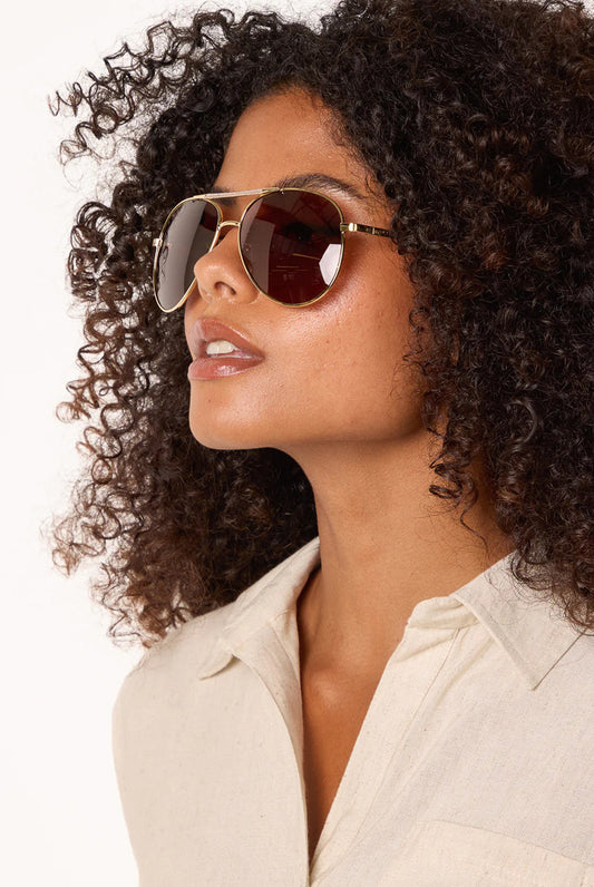 Gold Frame Aviators With Polarised Lense by Blue Vanilla - NL258302025